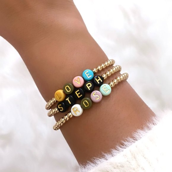 14k Gold Filled Customized Beaded Bracelet - Picture 2 of 4